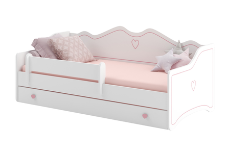 Łóżko dziecięce EMMA 160x80 - Białe / Różowe