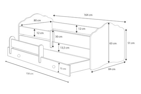 Łóżko podwójne FALA II 160x80 - Śpiąca Księżniczka