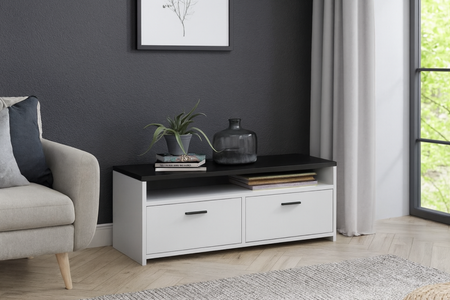 Szafka RTV MILAN 100 cm - Biały / Czarny