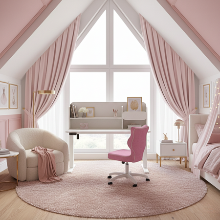 Biurko elektryczne ELISS 4 dziecięce 120x65 cm z nadstawką - Biały / Biały 