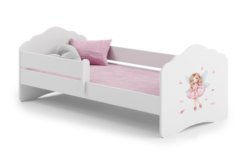 Łóżko dziecięce FALA 160x80 barierka grafika - Dziewczynka ze skrzydełkami