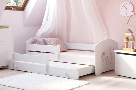 Łóżko dziecięce podwójne wysuwane LUK II 160x80 - Dziewczynka z jednorożcem