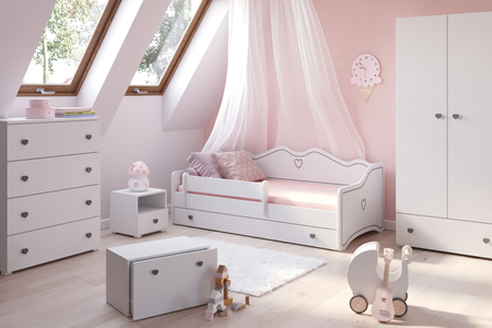 Łóżko dziecięce EMMA 160x80 - Białe / Szare