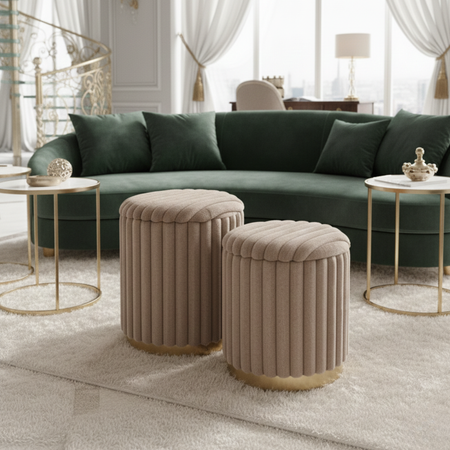 Zestaw 2 puf MIRELLA - Cappuccino