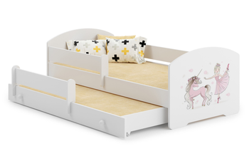 Łóżko dziecięce podwójne wysuwane LUK II 160x80 - Dziewczynka z jednorożcem