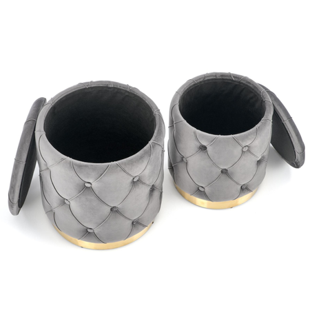 Zestaw 2 puf ELEY - Popielaty