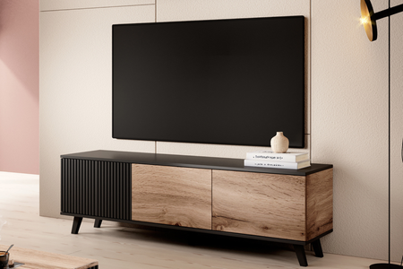 Szafka RTV MODERN 180 cm loft - Dąb Wotan / Czarny