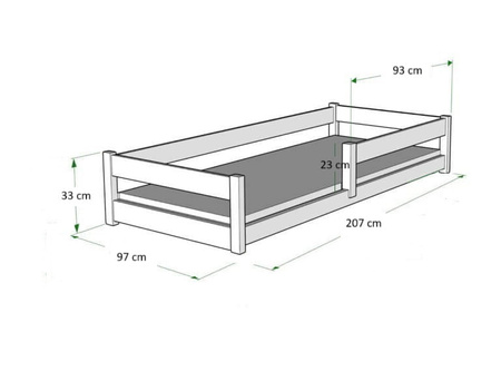 Łóżko podłogowe niskie LILI 90x200 cm - Naturalne Drewno