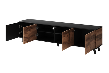 Szafka RTV MODERN 200 cm loft - Dąb Wotan / Czarny