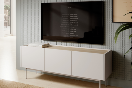 Szafka RTV COLETTE 144 cm - Kaszmir / Dąb Linea