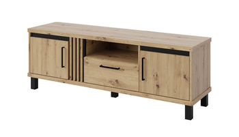 Szafka RTV NADI 153 cm Lamel - kolor Dąb artisan / czarny