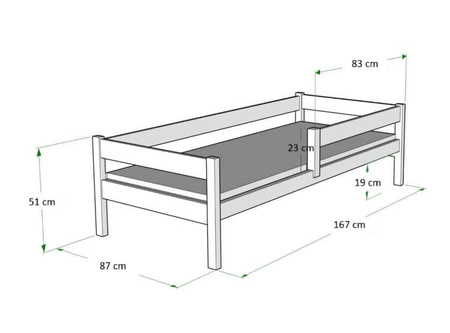 Łóżko dziecięce LOFTO 160x80 z barierką – Ekologiczne Drewno
