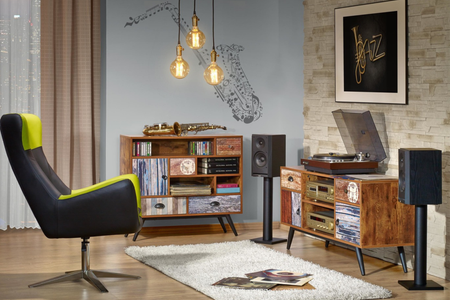 Komoda NEXT z półkami i szufladami skandynawska, boho, loft, nogi metalowe - Dąb Wotan / Wielobarwny