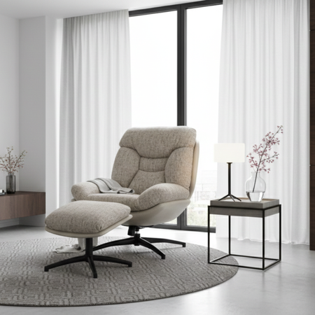 Fotel ALLERO z podnóżkiem - Beżowy