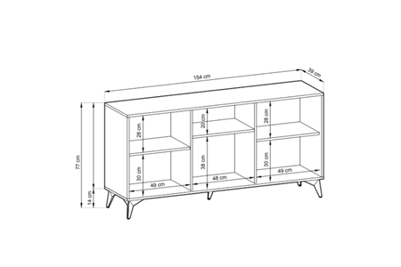 Komoda MODIVA 154 cm - Dąb Evoke / Czarny