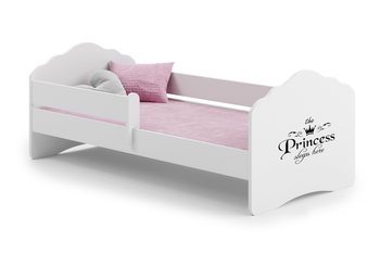 Łóżko dziecięce FALA 140x70 barierka grafika - Princess