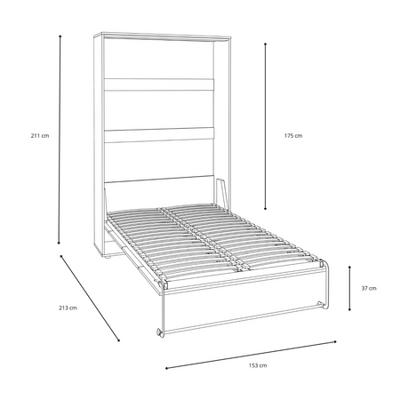 Półkotapczan pionowy rozkładany VERTO 140x200 składany w szafę - Biały