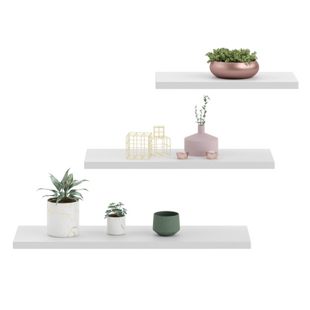 Półki LEWIT zestaw 3 półek ściennych samowiszących - Biały