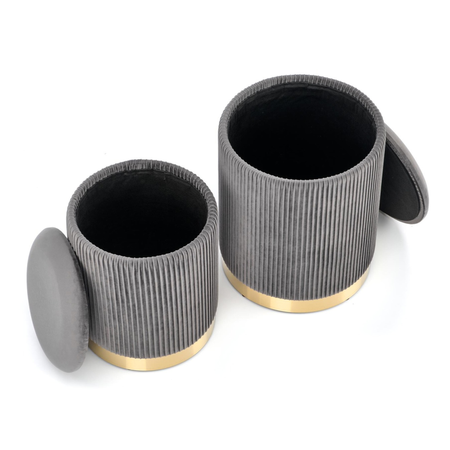 Zestaw 2 puf MARINE - Popielaty