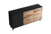Komoda MODERN trzydrzwiowa, ryflowany front, loft - Dąb Wotan / Czarny