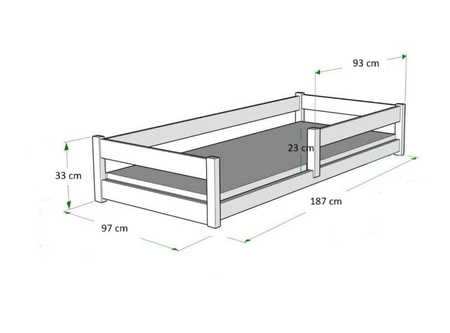 Łóżko podłogowe niskie LILI 180x90 cm - Naturalne Drewno