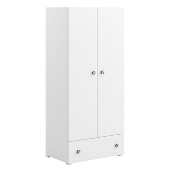 Szafa STELLA GOAL dwudrzwiowa z szufladą półki drążki uchwyty piłka nożna - Biały