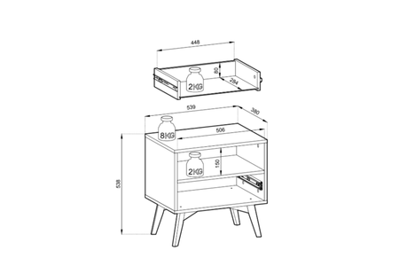 Szafka nocna VINORA 54 cm - Beż Piaskowy