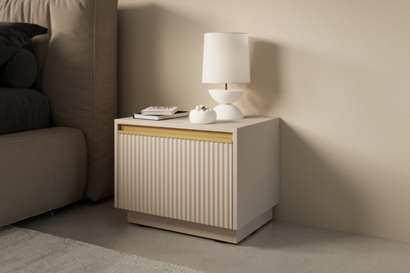 Stolik nocny PRESTIGE 54 cm - Beżowy / Złoty