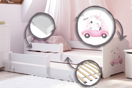 Łóżko dziecięce podwójne wysuwane LUK II 160x80 - Kot