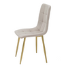 Zestaw 4 krzeseł NEL tapicerowanych welurowych pikowanych - kolor Beżowy, nogi Złote