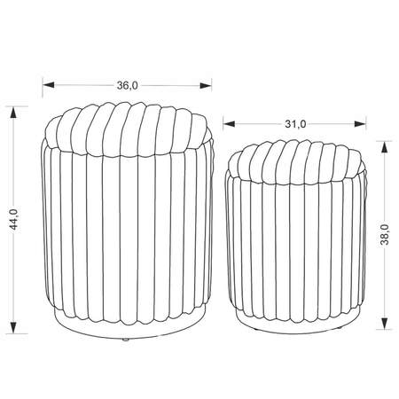 Zestaw 2 puf MIRELLA - Cappuccino