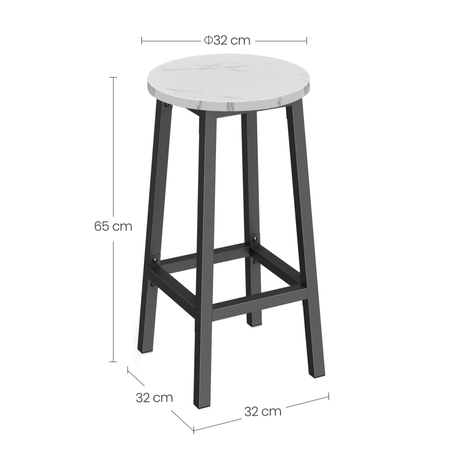 Taboret barowy NORDEN - Marmur / Nogi czarne