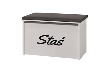 Skrzynia na zabawki DARIA - Biała z nadrukiem, panel grafitowy