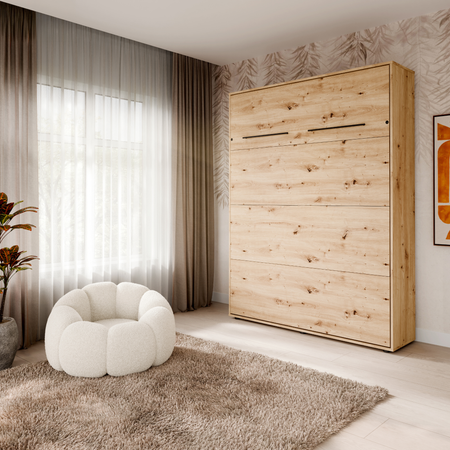 Półkotapczan pionowy rozkładany VERTO 160x200 składany w szafę - Dąb Artisan