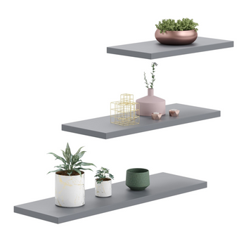 Półki LEWIT zestaw 3 półek ściennych samowiszących - Szary