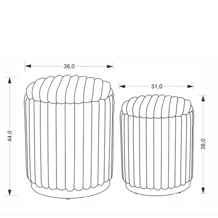 Zestaw 2 puf MIRELLA - Kremowy 