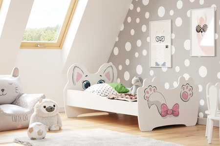 Łóżko dziecięce ANIMALS 140x70 - Pink Cat
