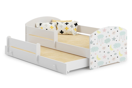Łóżko dziecięce podwójne wysuwane LUK II 160x80 - Gwiazdki