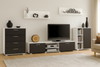 Zestaw mebli do salonu SOFEN II szafka RTV, komoda, szafka, półki - Biały / Czarny