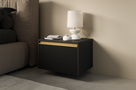 Stolik nocny PRESTIGE 54 cm - Czarny / Złoty