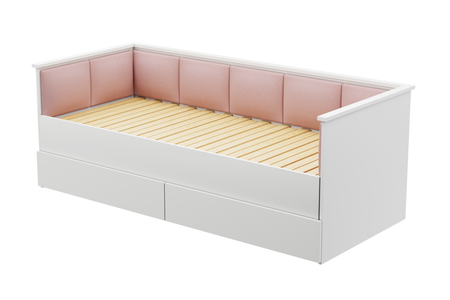 Łóżko podwójne HELIOS 200x160 - Białe, panele różowe