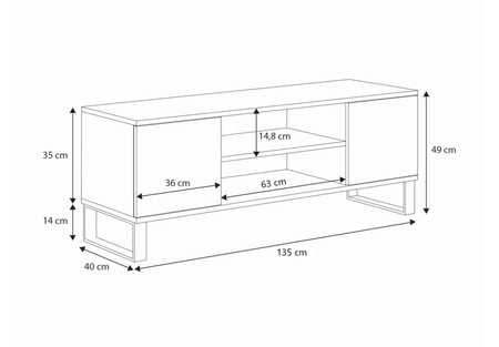 Szafka RTV Focus loft 135 cm - dekor lamele dąb craft