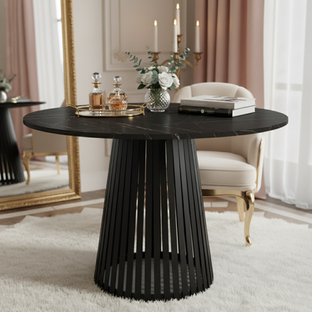 Stół okrągły VELORE 75 cm - Czarny Marmur