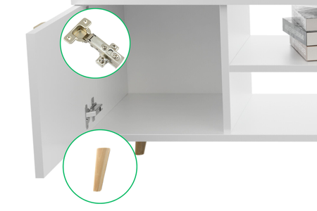 Szafka RTV FOCUS 135 cm skandynawska nogi drewniane - Biały