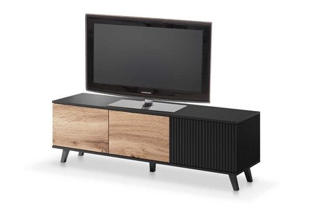 Szafka RTV MODERN 180 cm loft - Dąb Wotan / Czarny