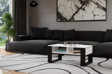 Stolik kawowy Ława MODI dwie półki - Biały / Czarny