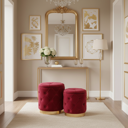 Zestaw 2 puf ELEY - Bordowy