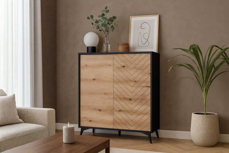 Komoda MODIVA 104 cm - Dąb Evoke / Czarny
