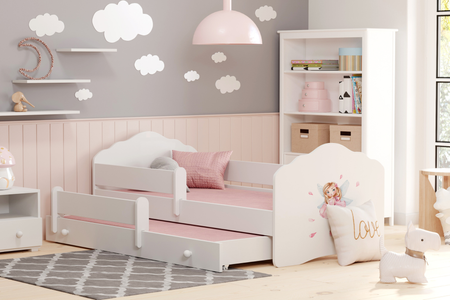 Łóżko podwójne FALA II 160x80 - Dziewczynka ze skrzydełkami