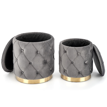 Zestaw 2 puf ELEY - Popielaty